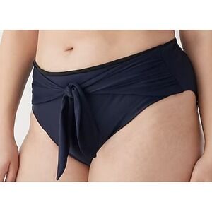 J.Crew Tie Bikini Bottom Womens 3X Black High Waist UPF 50‎ Moderate Coverage
